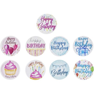 Pipilo Press 500 Piece Watercolor Happy Birthday Stickers Roll 1.5 in for Kids Party Decorations