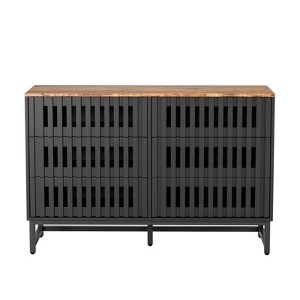 TIRAMISUBEST 3-Drawer Buffet Cabinet with Slatted Doors, Mid-Century Storage for Dining Rooms - 1 of 4