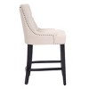 WestinTrends 24" Linen Tufted Buttons Upholstered Wingback Counter Stool (Set of 3) - 3 of 4