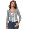 Coolmee Women's Shrug Sweaters Tie Front Long Sleeve Rib Knit Bolero Open Front Cropped Cardigan - 2 of 4