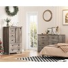 Farmhouse 5 Drawer Dresser for Bedroom, 48" Tall Wood Dresser Chest of Drawer with Sliding Barn Door, Adjustable Shelf, Storage Organizer - 4 of 4