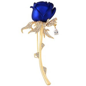 Anna-Kaci Zircon Rose Flower Brooch Pin Rhinestone Floral Lapel Pins Dress Blazer Suits Pin Accessory - 1 of 4