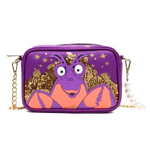 Disney Vegan Leather Crossbody bag with Adjustable Straps, Moana Tamatoa Character Close Up Pose Applique, Purple, 8.5" x 6.0" - 1 of 4