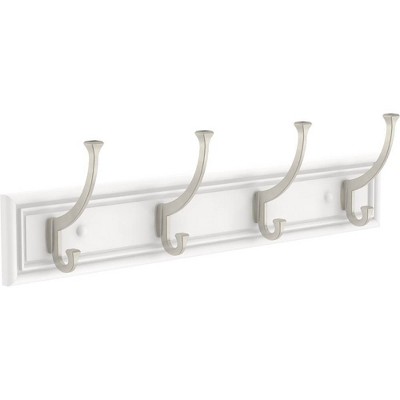 Franklin Brass 24" Sleek Square Decorative Hook Rack Pure White/Nickel