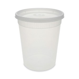 Pactiv Evergreen Newspring DELItainer Microwavable Container, 32 oz, 4 .55 Diameter x 5.55 h, Clear, Plastic, 240/Carton - 1 of 4