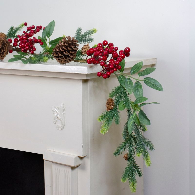 Northlight 5' x 4.75" Unlit Artificial Berries, Leaves and Pine Cones Christmas Garland, 2 of 5