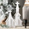 15"H, 19.25" and 21.75"H Sullivans Wooden Church Figurine - Set of 3, White - 3 of 3