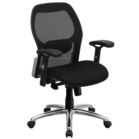 Emma and Oliver Mid-Back Black Mesh Executive Office Chair with Knee Tilt  and Adjustable Lumbar & Arms