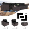 ALAULM Outdoor Patio Furniture Set Outdoor Sectional Rattan Sofa Set Brown Manual Wicker Patio Conversation Set with Cushions - 2 of 4