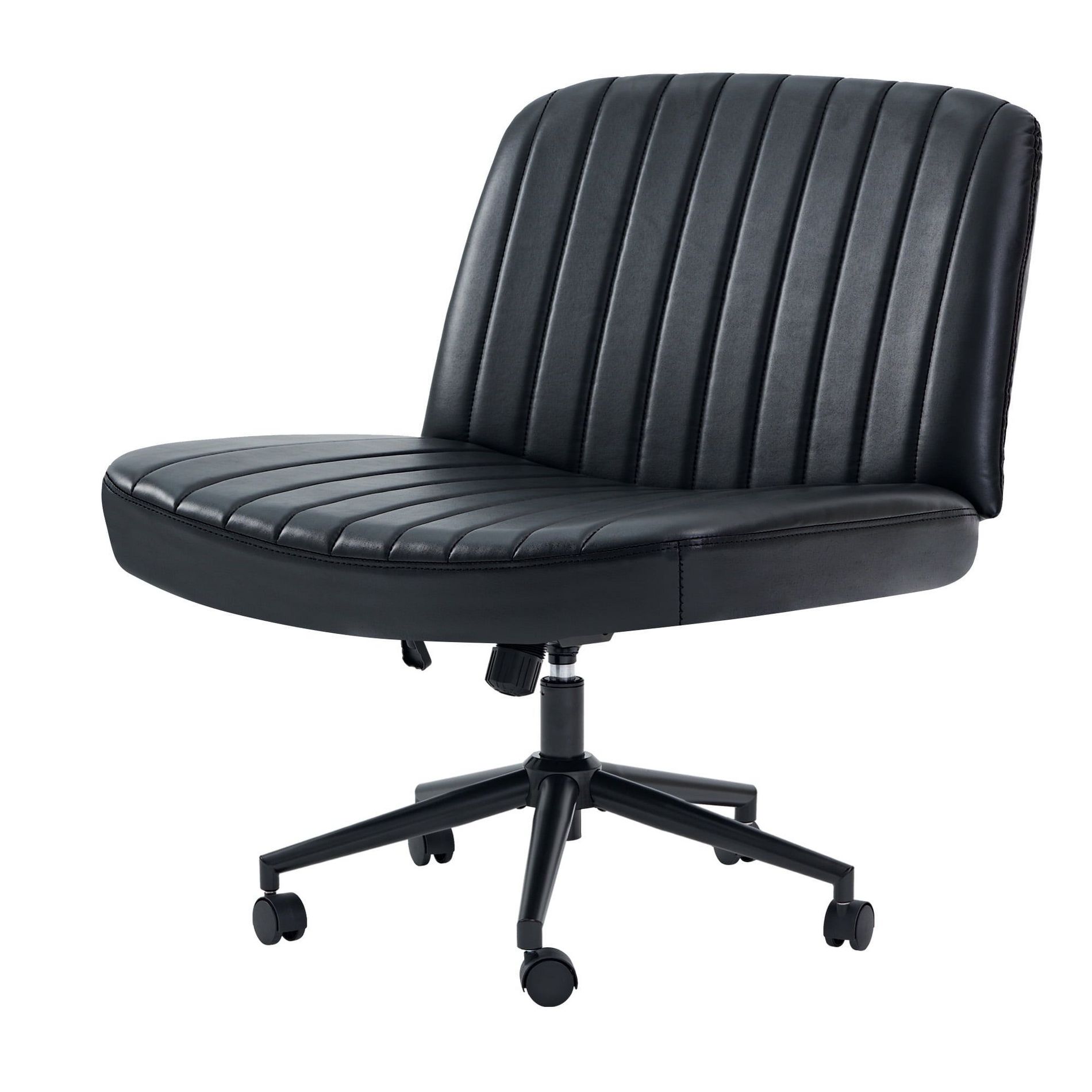 JIONJOY Criss Cross Armless Cross Legged Office Desk Chair, Adjustable Height 360°Swivel Wide Seat Ergonomic Chair for Home Office Vanity