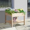 Outsunny 36'' x 36'' Raised Garden Bed with Storage Shelf, 2 Tiers Elevated Wooden Planter Box Stand for Vegetable Flower Herb, Patio and Balcony - 2 of 4