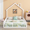 Full Size Wood House Platform Bed with Guardrail - 3 of 4