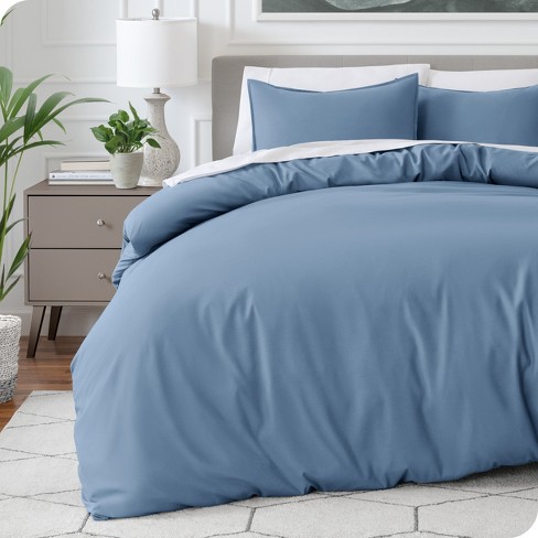 Queen Coronet Blue Double Brushed Duvet Set By Bare Home : Target