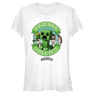 Juniors Womens Minecraft Legends Friends and Allies Banner T-Shirt - 1 of 4