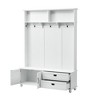 TIRAMISUBEST Modern Hall Tree with Storage Cabinet & 5 Hooks - Wide Entryway Bench with 2 Drawers, White - 4 of 4