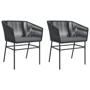 vidaXL Outdoor Patio Chairs - Black Poly Rattan with Cushions - Garden/Deck Lounging Seating - Modern Design - Comfortable Seating with Steel Frame - 1 of 4