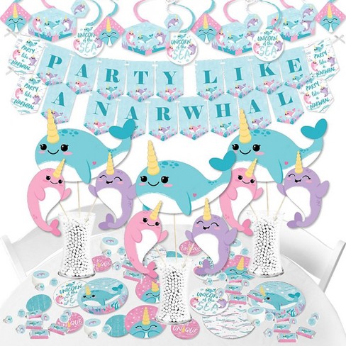 Big Dot Of Happiness Narwhal Girl Under The Sea Baby Shower Or Birthday Party Supplies Banner Decoration Kit Fundle Bundle Target