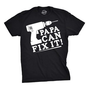 Mens Papa Can Fix It Tshirt Funny Dad Fathers Day Power Tool Tee For Guys - Crazy Dog Men's T Shirt - 1 of 4