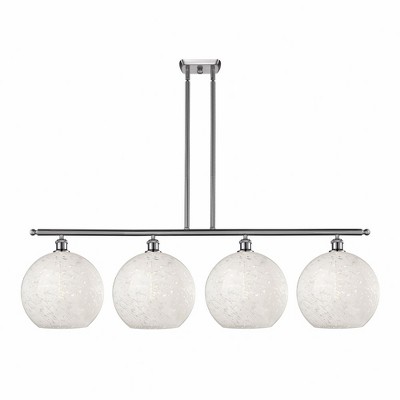 White Mouchette - 4 Light Stem Hung Island In Modern Style-14 Inches Tall and 50.25 Inches Wide