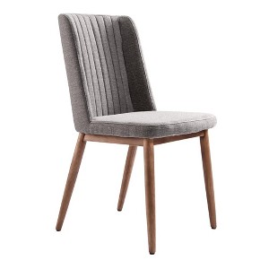 Armen Living,Wade Mid-Century Dining Chair in Walnut Finish and Gray Fabric - Set of 2 - 1 of 4