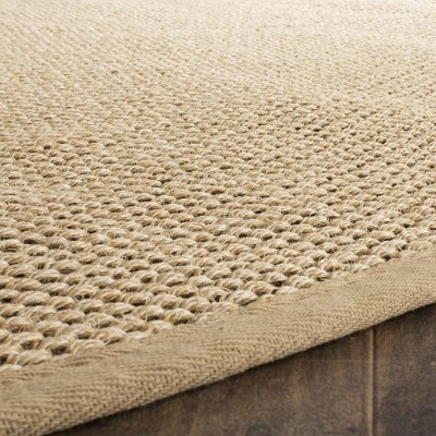 Natural Fiber Maize and Linen Round Area Rug, 4'