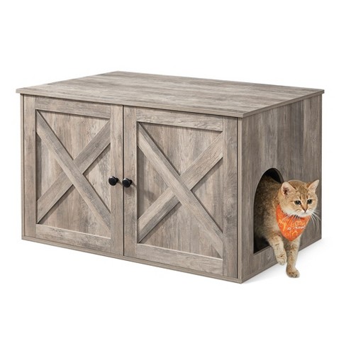 Feandrea Hidden Cat Litter Box Enclosure Litter Box Furniture With  Removable Divider Indoor : Target