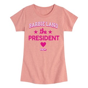 Girls' - Barbie - Barbie Land Palm Trees Fitted Short Sleeve Graphic T-Shirt - 1 of 4
