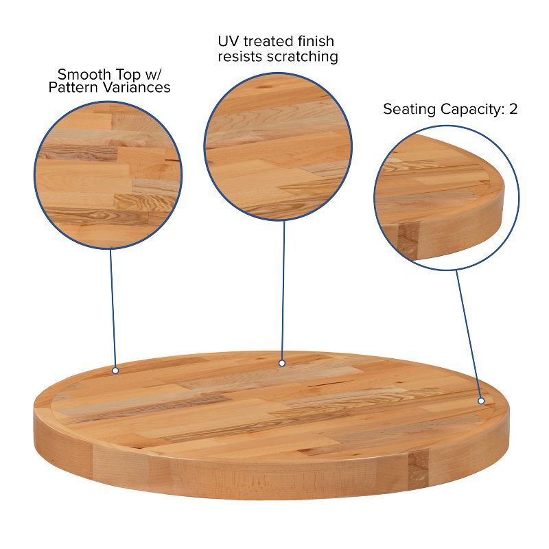 Flash Furniture Round Butcher Block Style Table Top, 4 of 10
