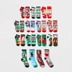 Women's Holiday Dogs 15 Days of Socks Advent Calendar - Assorted Colors 4-10