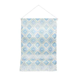 Hello Sayang Snow Flakes Icy Blue Large Portrait Fiber Wall Hanging - Society6