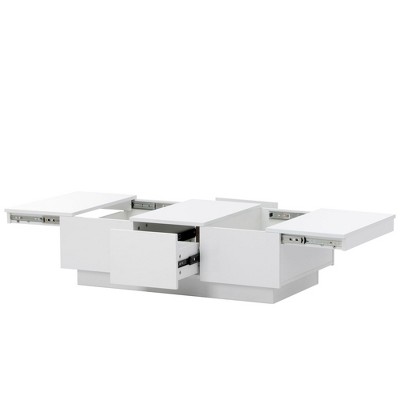 NicBex Modern 39.3" Rectangle Coffee Table Extendable Center Table with 2 Drawers, Hidden Storage and Sliding Top for Living Room