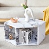FONTOI Hexagonal Coffee Table with Multi-hole Design, Floor Mount Side Table for Living Room Bedroom Office, White, 27"*14"*31.5" - 2 of 4