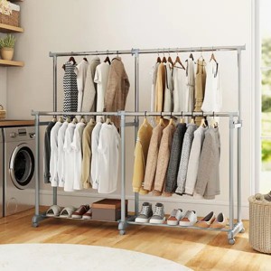 Double Rod Clothes Rack Heavy-Duty Metal Garment Rack - 1 of 4