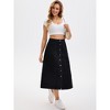 INSPIRE CHIC Women's Denim Button Down Front Slit High Waisted Pockets A Line Midi Skirts - 3 of 4
