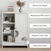 Freestanding Floor Storage Cabinet with Adjustable Shelves, Bathroom Organizer with 1 Door, 3 Open Compartments, Cabinet-The Pop Home - 4 of 4