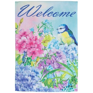 Northlight Blue and Purple Welcome Bird Outdoor House Flag 28" x 40" - 1 of 4