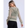 INSPIRE CHIC Women's Zip Up Long Sleeve Mesh Sheer Hoodie Bomber Jackets - 3 of 4