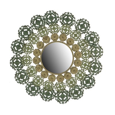 GlasFlength Decorative Wall Mirrors Wall Art Classic Mirror Decorative Circle Mirror Vanity Mirror for Living Room, Multicolored, 37.8"*3.5"*37.8"