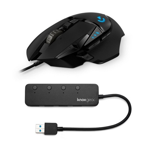Logitech G502 Hero Wired Mouse With Knox Gear 3.0 4 Port Usb Hub : Target