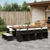 vidaXL Patio Dining Set - 13 Piece, Black Poly Rattan, Acacia Wood Tabletop, Cushions Included, Foldable Storage - 2 of 4
