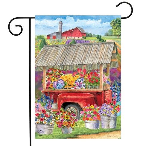 Spring Farm Floral Garden Flag Flower Cart 18" x 12.5" Briarwood Lane - image 1 of 4