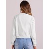 Allegra K Women's Biker Moto Stand Collar Button Down Cropped Bomber Jacket - 3 of 4