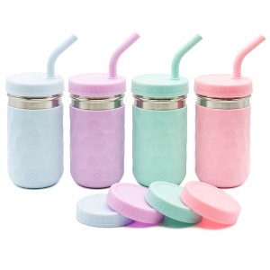WeeSprout 2-in-1 Drinking Cups for Kids, Durable Stainless Steel Tumbler for Smoothies Kid Cups, Set of 4 - 1 of 4