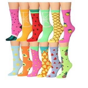 Tipi Toe Women's 12 Pack Colorful Fruity Bright Patterned Lightweight Crew Socks - 1 of 4