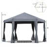 13' x 11' Hexagonal Pop Up Gazebo, Heavy Duty Outdoor Canopy Tent with 6 Mesh Sidewall Netting, 3-Level Adjustable Height and Strong Steel Frame - 3 of 4