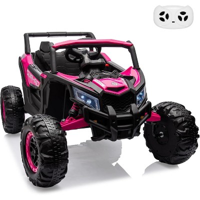 24V Kids Ride-On UTV Car with Remote Control, Spring Suspension, LED Lights, Music & USB, Metal Frame Battery Powered Electric Vehicle Toy