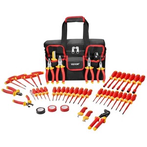 VEVOR Insulated Screwdriver Set, 50-Piece Screwdriver Set, 1000V Insulated Electrician Tool, with Magnetic Tips, T-Handle Hex Wrench,Red&Yellow - 1 of 4