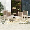Coolbibila ModernWood Acacia Dining Chair,Beige Fabric Upholstered Dining Room Chair,Woven Rope Back Patio Outdoor Dining Chair - 3 of 4