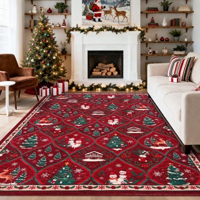 Christmas Rugs for Living Room Ultra-Soft Bedroom Carpet with Non-Slip Backing