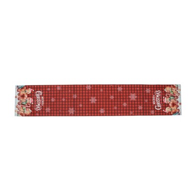 Unique Bargains Christmas Table Runner Plaid Gingerbread Man Polyester Red Yellow 71x14 Inch 1 Pc